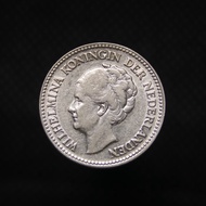 Uang Koin Perak 1/2 Gulden Wilhelmina Tahun 1929 Belanda