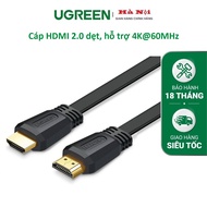 HDMI 2.0 cable supporting 2k, 3D Full HD1080, flat black wire, 1.5-5m long UGREEN ED015 - Genuine di