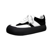 Bai Jingting Same Style Puffy Shoes Cowhide Couple Bread Shoes Women 2024 New Style Retro Casual Thi