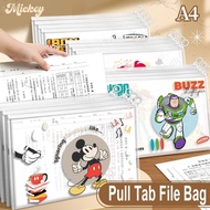 4pcs/set A4 Document Bags PP Zip-lock Bags Cartoon Mickey Mouse File Folders Pouch Storage Bag Schoo