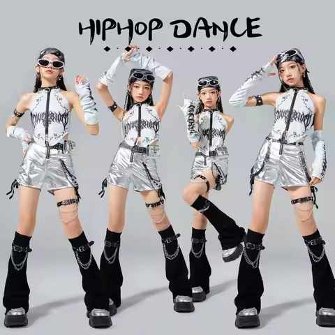 Group Jazz Dance Costumes Kids Cool Hip Hop Clothing Children'S Ballroom Dance Suits Tech Style Stag