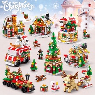 Christmas building block series Micro-particle Santa Claus Christmas Tree Elk Wreath Sleigh Snowman Train Music Box Building Blocks Toys Xmas Christmas gift decoration