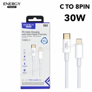 C to 8Pin Charging Cable Fast 3.0A 30W Round Strong Charge energy Brand