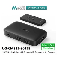 UGREEN CM332 HDMI SWITCHER 3 IN 1 OUTPUT WITH REMOTE, SUPPORT 4K@30HZ HDMI SWITCH (UG-CM332-80125)
