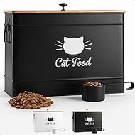 Cat Food Storage Container with Scoop - 15 lb (50 Cup) Capacity Metal Cat Food Container with Airtig