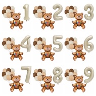 3D Cream Bear Number Balloon Package