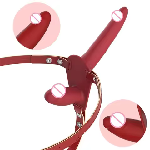 QINYU Wearable Double Strapon Dildo Seductive Toys Double Penetration Anal Plug Toys for Lesbian Gay