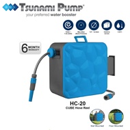 [ TSUNAMI PUMP ] (HC-20) H2O Cube Garden Hose Reel | 20m PVC Hose | Wall Mount Water Hose Reel