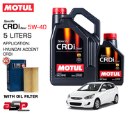 Motul Specific CRDI Diesel 5W-40 Fully Synthetic Diesel Oil 5 Liters Bunle for Hyundai Accent CRDi