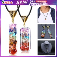7 Chakras Hand Healing Orgone Pendant Chakra Crystal Necklace with Adjustable Rope Chakra Jewelry