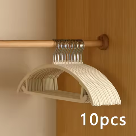 10/20Pcs Household Black/Beige/Grey Flocked Hangers, Plastic Hangers, Suitable for Closet Organizers