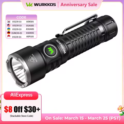 Wurkkos TS28 SFT70.2 High-Performance EDC Flashlight 3200 Lumens 21700 Battery USB-C Charging Magnet