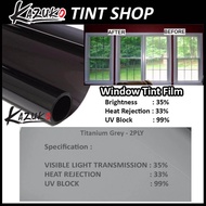 Kazuko (5ft x 100ft) Titanium Grey 35% (2PLY) Solar Control Window Film Tint Film For Residencial Ho