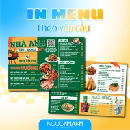 Print Menu on Demand, Formex Menu, Pvc Menu, plastic Menu, Size a4 a3, Incucnhanh