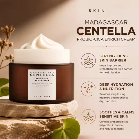 Madagascar Centella Probio-Cica Enrich Cream 50ml Korean Face Moisturiser, Night Face Cream