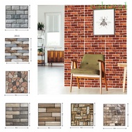 CABEZA Self Adhesive Tiles, PVC 3D Kitchen Wall Sticker, Wallpaper Stone Grain Imitation Brick Peel and Stick Square Cobblestone ​Imitation Brick Home Decor