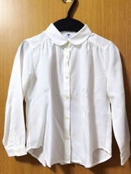 全新Uniqlo白色圓領長袖襯衫女童110碼/面試衫