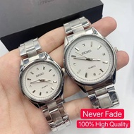 Seiko 5 quartz Stainless Steel Watch Couple Silver