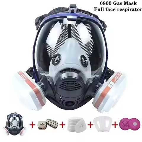 Chemical Gas Mask 6800 Dust Respirator Anti-Fog Full Face Mask Filter For Industrial Acid Gas, Weldi