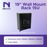 19" Wall Mount Rack 15U (C/W Lockable Front Door)