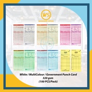 Punch card / Punch Card Kerajaan / Time Card / Time Recorder Punch Card / Attendance Card -100's