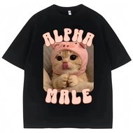 Alpha Funny Cat Meme T-Shirt For Women And Men Goofy Ahh Cute Silly Graphic Couple Clothes Te
