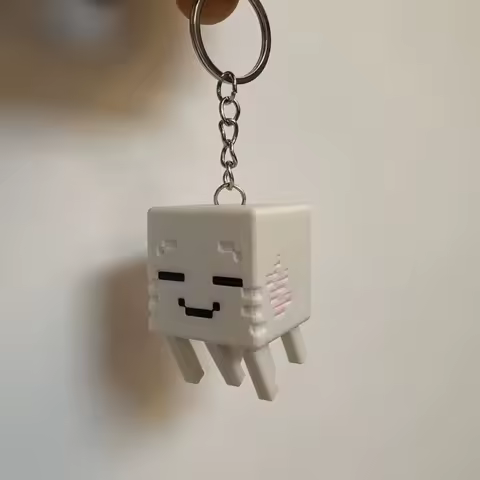 Game Ghast Cosplay Keychain Kawaii 3D Printing Keyring Key Chain Desktop Decoration Bag Accessory Or