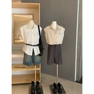 6655 WGWE embroidered linen mussel sleeve shirt