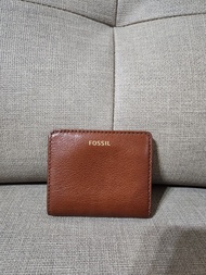 二手 Fossil Madison Bifold 皮革短夾 棕色