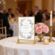 3pcs Gold Acrylic Frame, Double-Sided Gold Frame T-Stand 8.5"X11" (22x28cm), For Menu Holder, Weddin