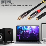 GESH1VX65 Audio Cable, 30cm / 11.8in 24AWG 3.5mm Female Stereo to 2RCA Male, Flexible HIFI Oxygen Fr