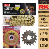 Y15ZR Y16ZR FZ150 RK JAPAN TAKASAGO 415 ERO ORING KLO CHAIN RANTAI GOLD EMAS STT SPROCKET SPOCKET SP