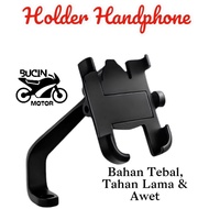 Motorcycle Metal Body Phone Holder with Mirror Attachment