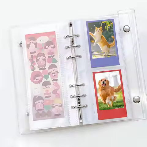A6 Narrow Loose Leaf Booklet Cover Notebook Card Book 2 Grid Storage Bag INS DIY PVC Photo Album Bin