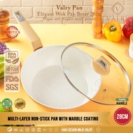 VALRY Wokpan 28Cm Elegant Marble Frying Pan - Multipurpose Frying Pan