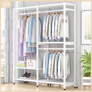 Floor multi-layer hangers Household double-layer open wardrobe multi-function cloakroom storage racks