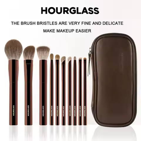 Hourglass Makeup Brush Set 10 Soft and Convenient Eyeshadow, Concealer, Stucco, Grooming Face Makeup