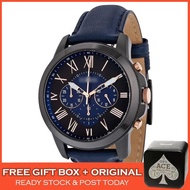 [ORIGINAL] [F BRAND] FS5061 Men's Grant Chronograph Blue Leather Stainless Steel Men Watch Jam Tanga