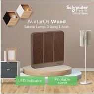 Schneider Electric Avataron Wood Light Switch - 3 Gang 1 Way