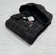 KEMEJA FLANEL HOODIE KUPLUK PRIA LENGAN PANJANG MOTIF KOTAK-KOTAK PREMIUM GAYA FORMAL CASUAL