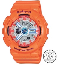 [Watchwagon] Casio Baby-G BA-110SN-4A Orange Resin Band BA-110 BA110 BA-110SN Analog Digital Ladies Watch
