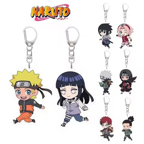 Anime Naruto Characters Keychain Cute Car Bag Pendent Man Women Accessories Uchiha Sasuke Hyuga Hina
