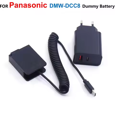 DMW-DCC8 BLC12 Dummy Battery+USB Type-C Charger For Panasonic Lumix DMC-G6 G7 G5 GX8 G80 G81 G85 FZ2