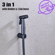3 in 1 SUS304 Stainless Toilet Bidet Spray with Holder and 1.5m hose Black High Pressure