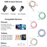 zwinz1aa Color Beaded Data Cable Quick Charging Technology Two Port Charger for Phone 15 and Pad Pho