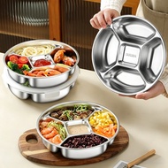 Food Grade 304 Stainless Steel Divided Plate Cafeteria Tray & Meal Prep Side Dish Platter