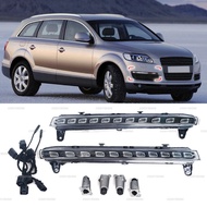 Car 12V LED DRL Daytime Running Lights Daylight With Yellow Turn Signal For Audi Q7 2006 2007 2008 2