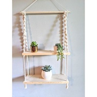 Macrame shelf/ hanging wooden shelf/ wooden shelf desi