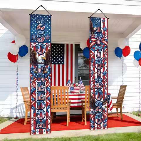 250th Anniversary 4th of July Door Banner, Patriotic Eagle & Star Curtain for 1776-2026 Independence