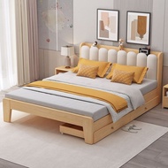 Solid Wooden Bed Home Bedroom Simple Multifunctional King Size Bed Solid Wooden Foldable Bed/Bed Frame /Bed Frame With Mattress/Super Single/Queen/King Size Bed Frame